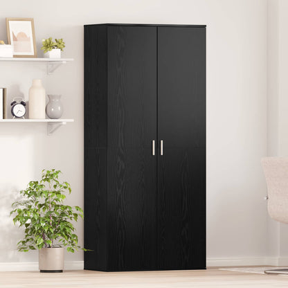 Highboard met plank Zwart eiken 80 x 39 x 178 cm Bewerkt hout