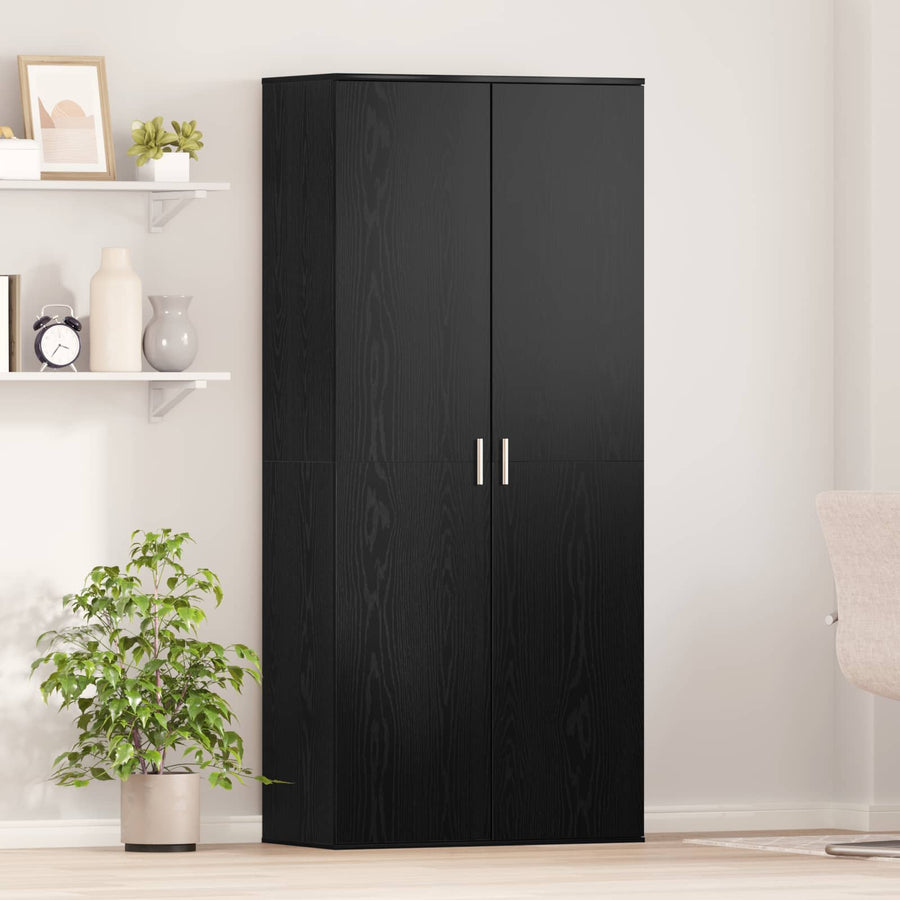 Highboard met plank Zwart eiken 80 x 39 x 178 cm Bewerkt hout