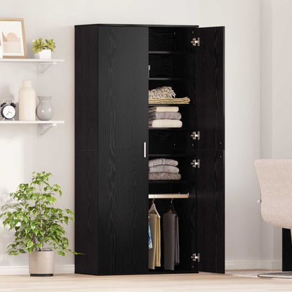 Highboard met plank Zwart eiken 80 x 39 x 178 cm Bewerkt hout