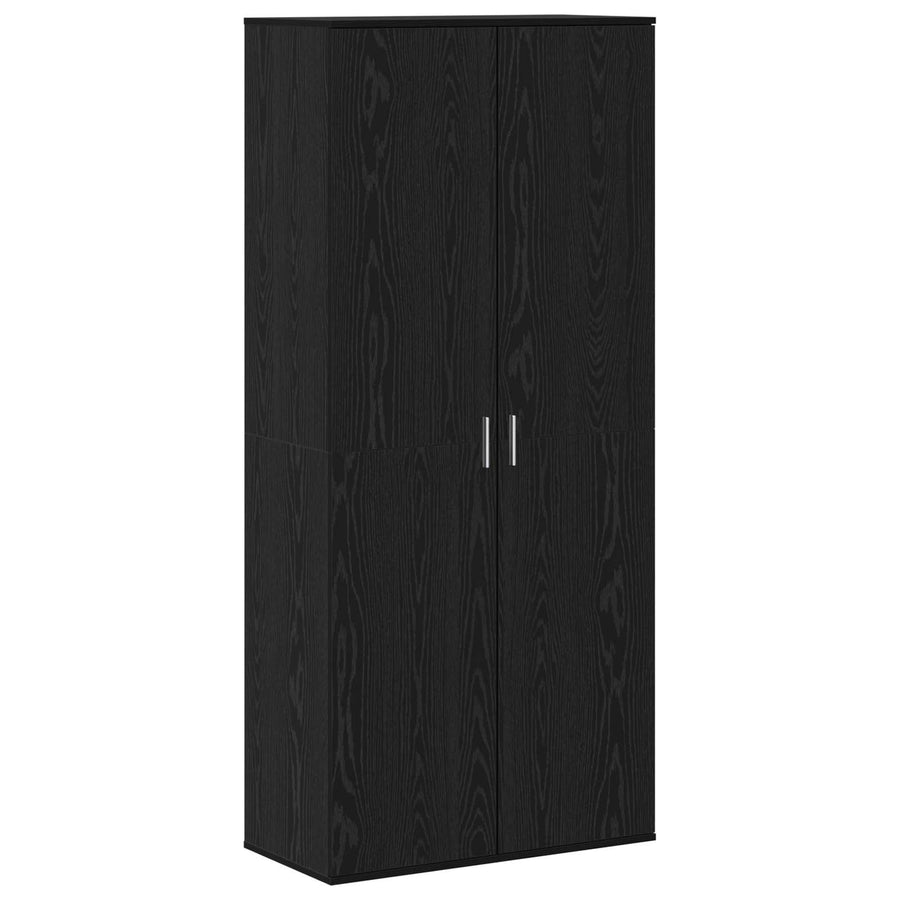 Highboard met plank Zwart eiken 80 x 39 x 178 cm Bewerkt hout