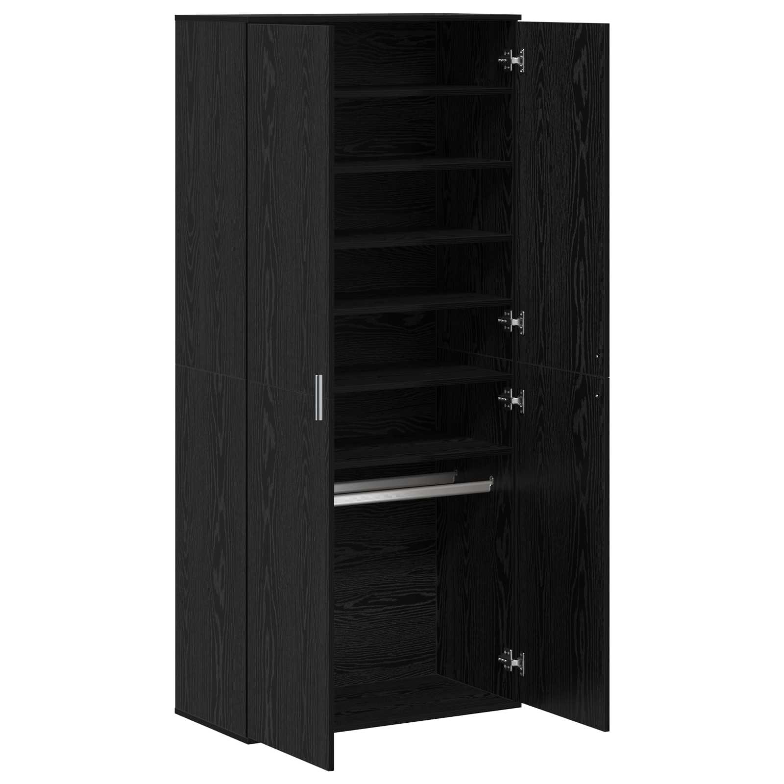 Highboard met plank Zwart eiken 80 x 39 x 178 cm Bewerkt hout