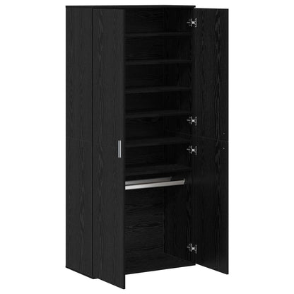 Highboard met plank Zwart eiken 80 x 39 x 178 cm Bewerkt hout