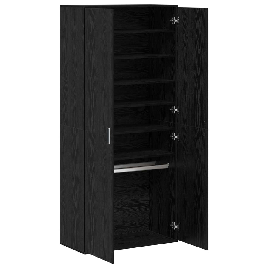 Highboard met plank Zwart eiken 80 x 39 x 178 cm Bewerkt hout