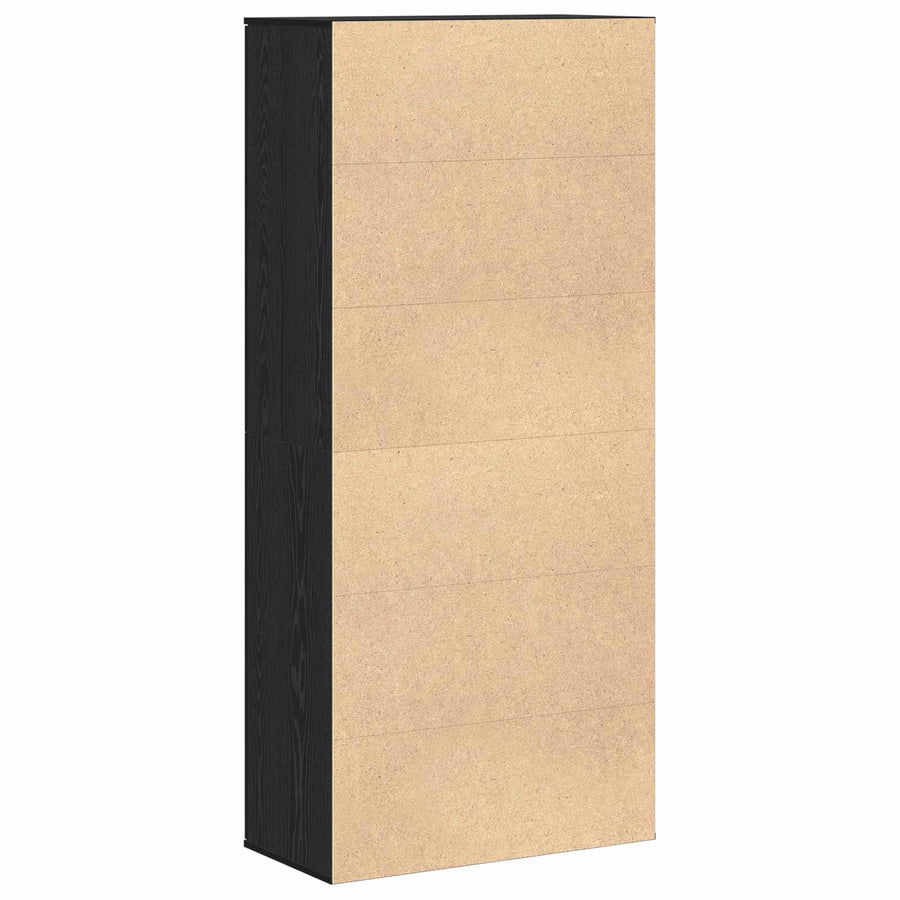 Highboard met plank Zwart eiken 80 x 39 x 178 cm Bewerkt hout