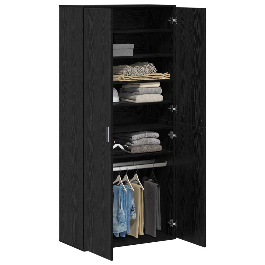 Highboard met plank Zwart eiken 80 x 39 x 178 cm Bewerkt hout