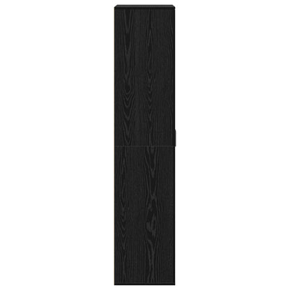 Highboard met plank Zwart eiken 80 x 39 x 178 cm Bewerkt hout