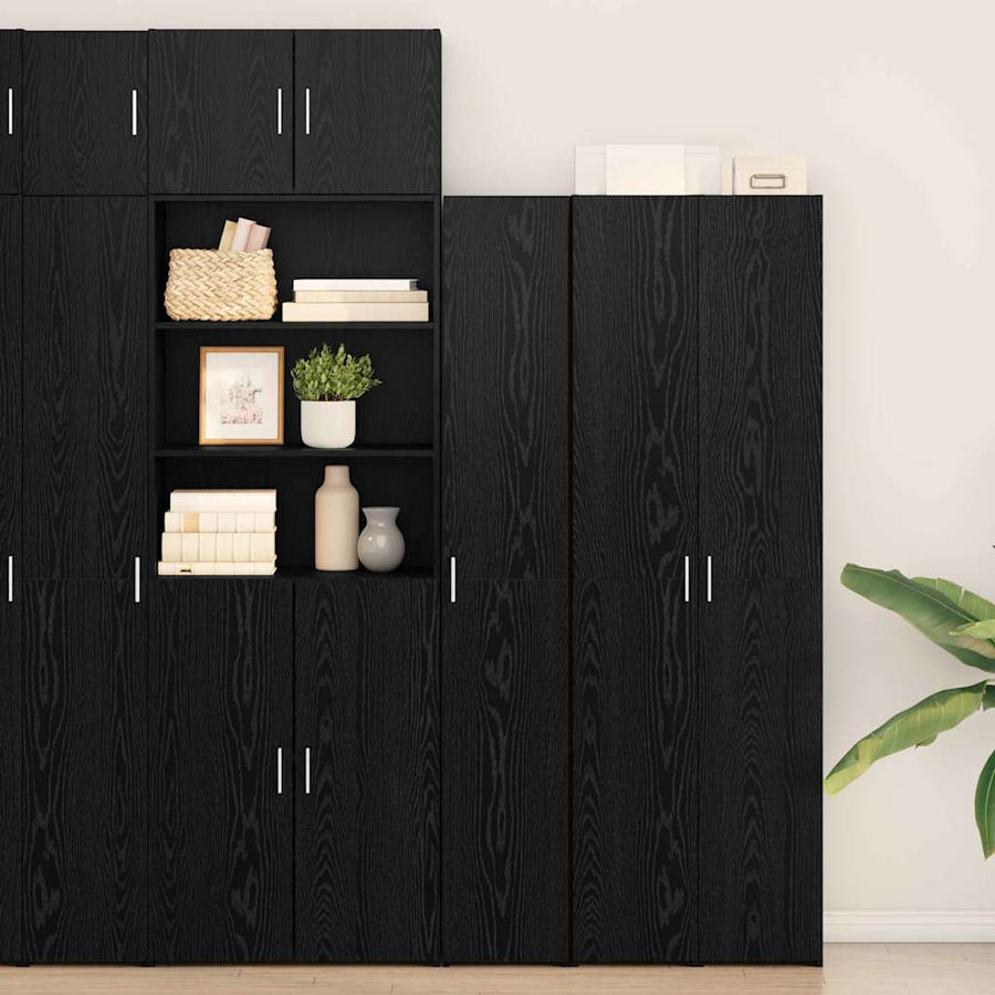 Hoge kast 2 pcs Zwart Eiken 30 x 42,5 x 185 cm