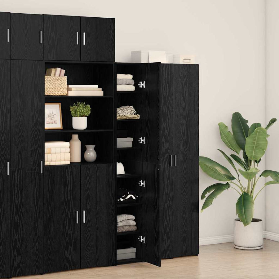 Hoge kast 2 pcs Zwart Eiken 30 x 42,5 x 185 cm