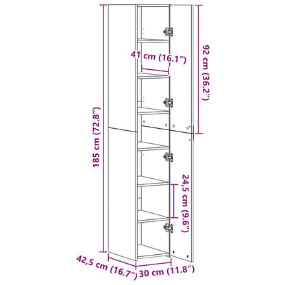 Hoge kast 2 pcs Zwart Eiken 30 x 42,5 x 185 cm