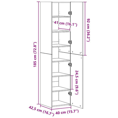 Hoge kast Zwart Eiken 40 x 42,5 x 185 cm