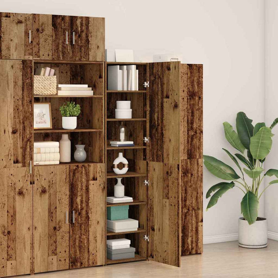 Hoge kast 2 pcs Oudhout 50 x 42,5 x 185 cm