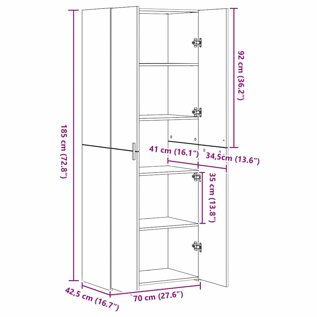 Dressoir Oude Hout 70X42.5X185 Cm Bewerkt Hout Oud hout