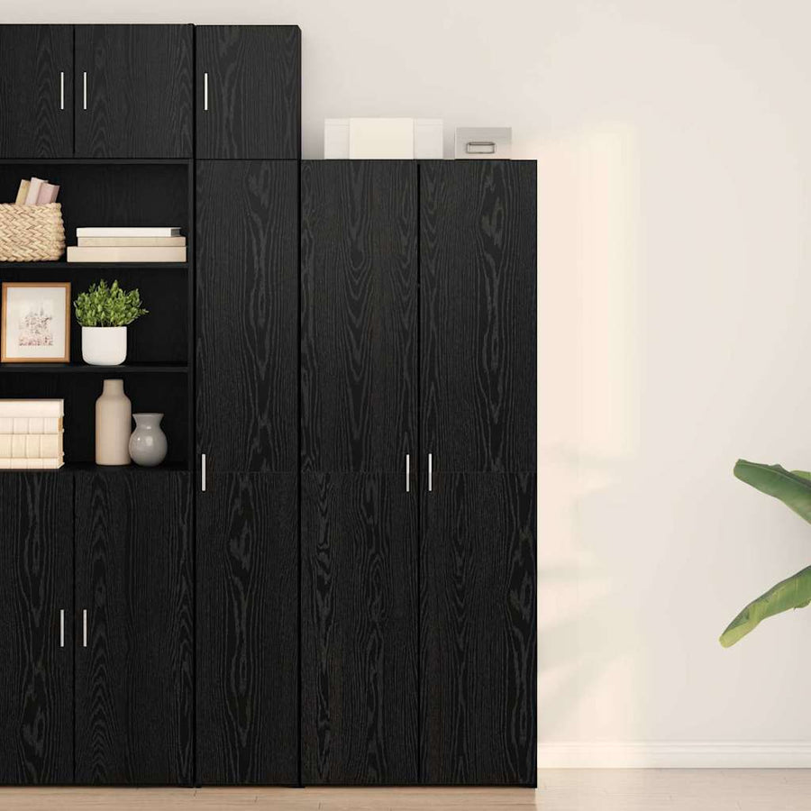 Hoge Kast 70X42.5X185 Cm Gefabriceerd Hout Zwart eiken