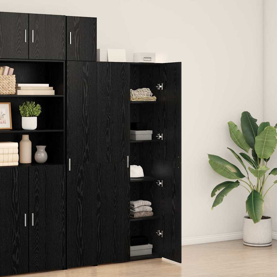 Hoge Kast 70X42.5X185 Cm Gefabriceerd Hout Zwart eiken