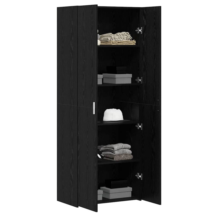 Hoge Kast 70X42.5X185 Cm Gefabriceerd Hout Zwart eiken