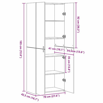 Hoge Kast 70X42.5X185 Cm Gefabriceerd Hout Zwart eiken