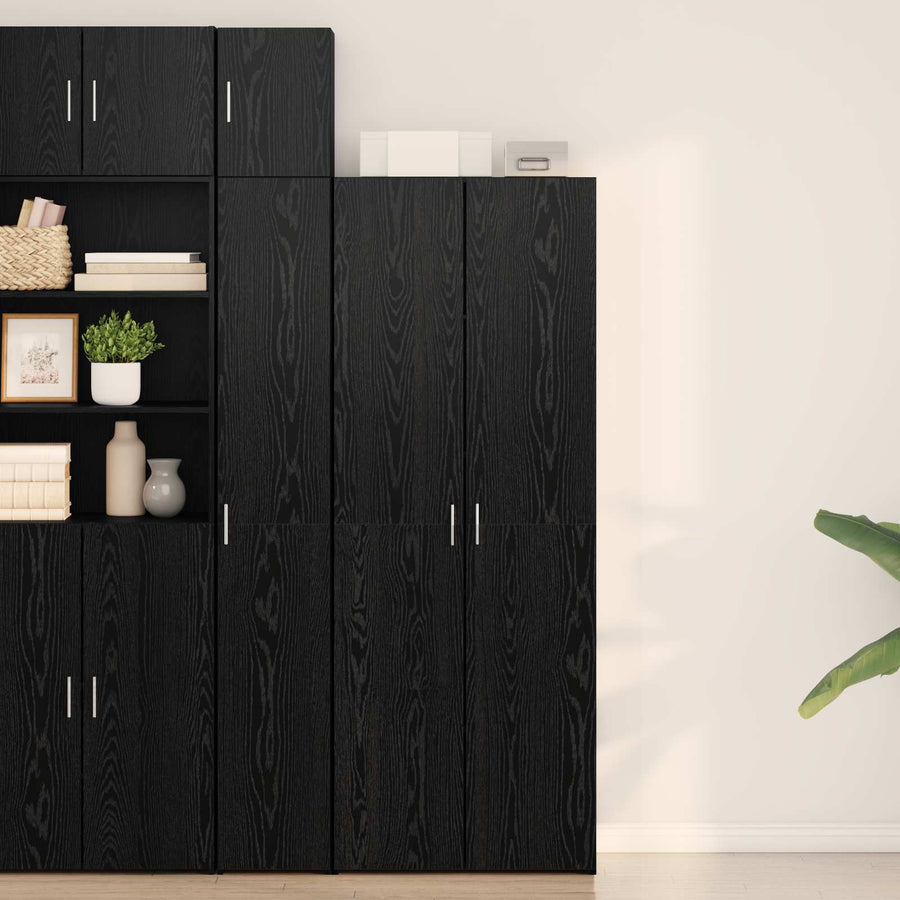 Highboard Zwart eiken 70 x 42,5 x 185 cm Bewerkt hout