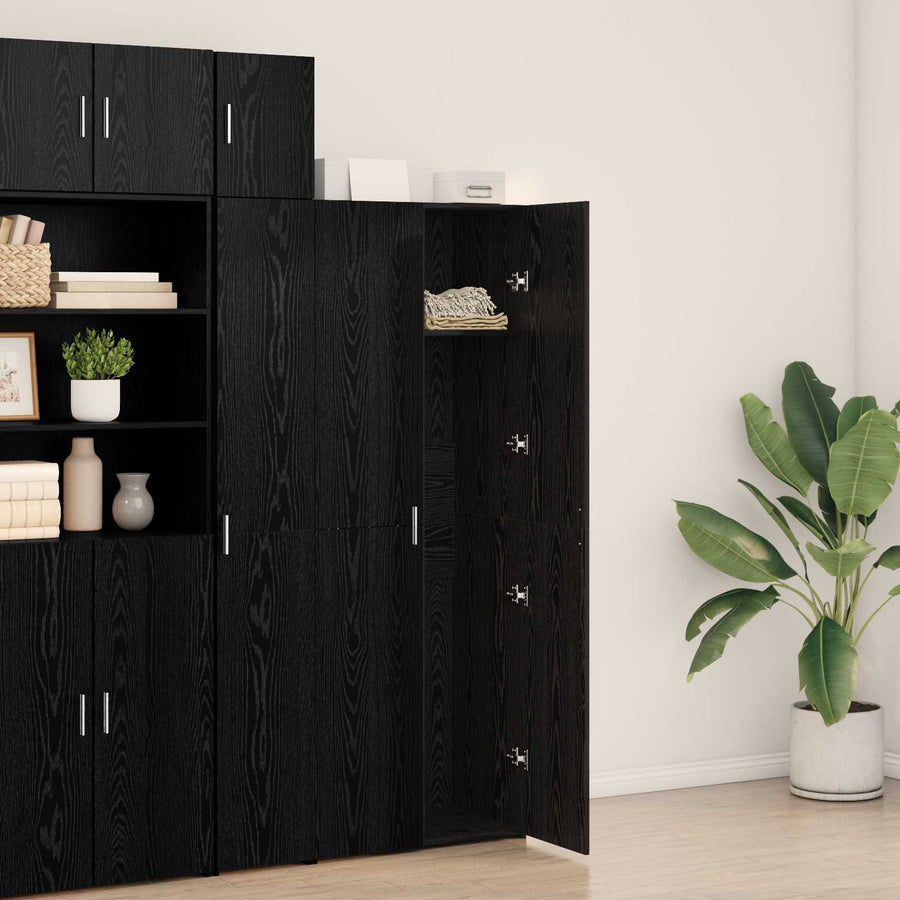 Highboard Zwart eiken 70 x 42,5 x 185 cm Bewerkt hout