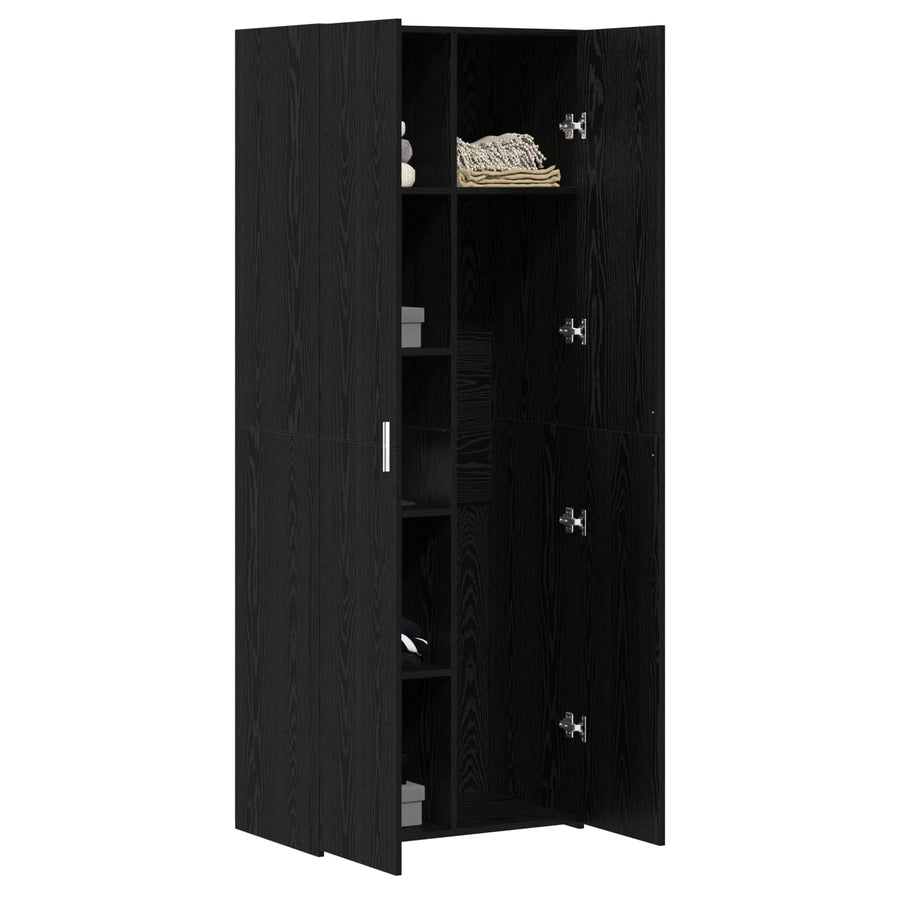 Highboard Zwart eiken 70 x 42,5 x 185 cm Bewerkt hout
