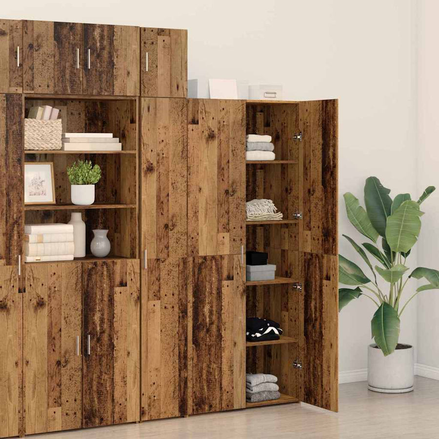 Hoge kast 2 pcs Oudhout 80 x 42 x 185 cm
