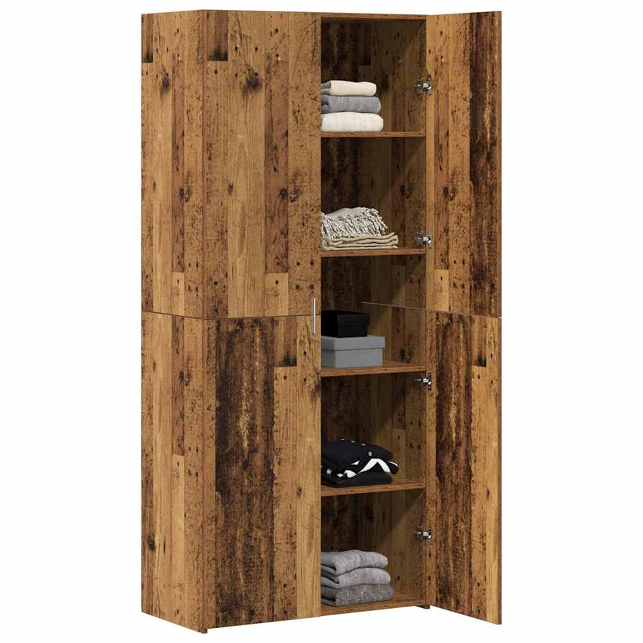 Hoge kast 2 pcs Oudhout 80 x 42 x 185 cm