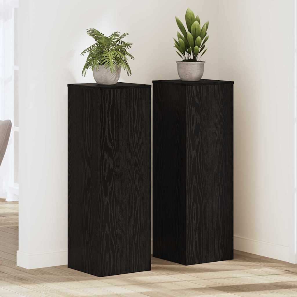 Plantenstandaard 2 pcs Zwart Eiken 33 x 33 x 100 cm
