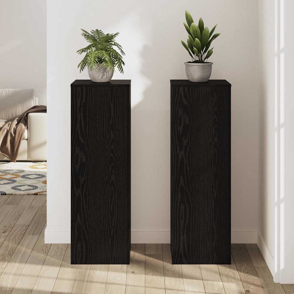 Plantenstandaard 2 pcs Zwart Eiken 33 x 33 x 100 cm