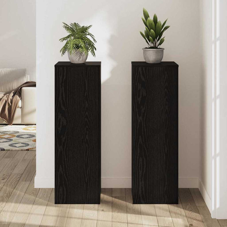 Plantenstandaard 2 pcs Zwart Eiken 33 x 33 x 100 cm
