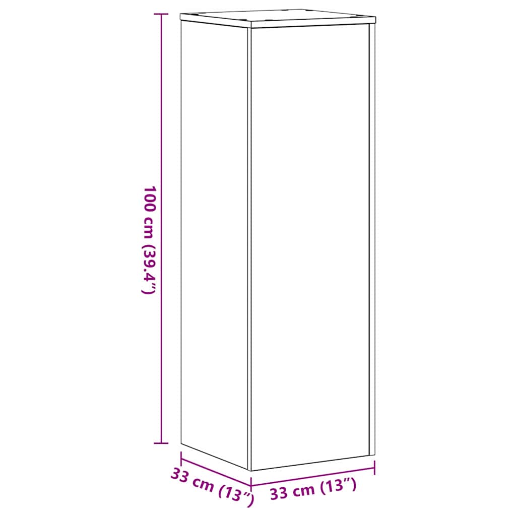 Plantenstandaard 2 pcs Zwart Eiken 33 x 33 x 100 cm