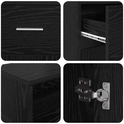 Bureau met lade Zwart eiken 140 x 55 x 91 cm Bewerkt hout