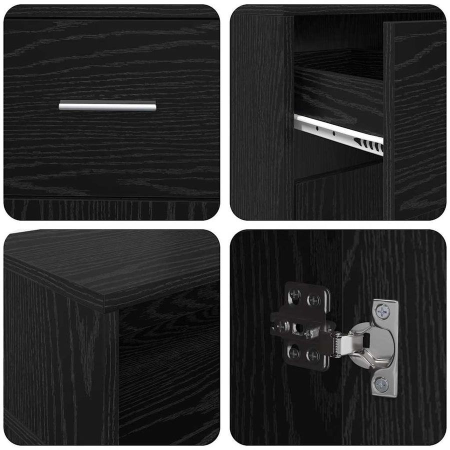 Bureau met lade Zwart eiken 140 x 55 x 91 cm Bewerkt hout