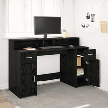 Bureau met lade Zwart eiken 140 x 55 x 91 cm Bewerkt hout