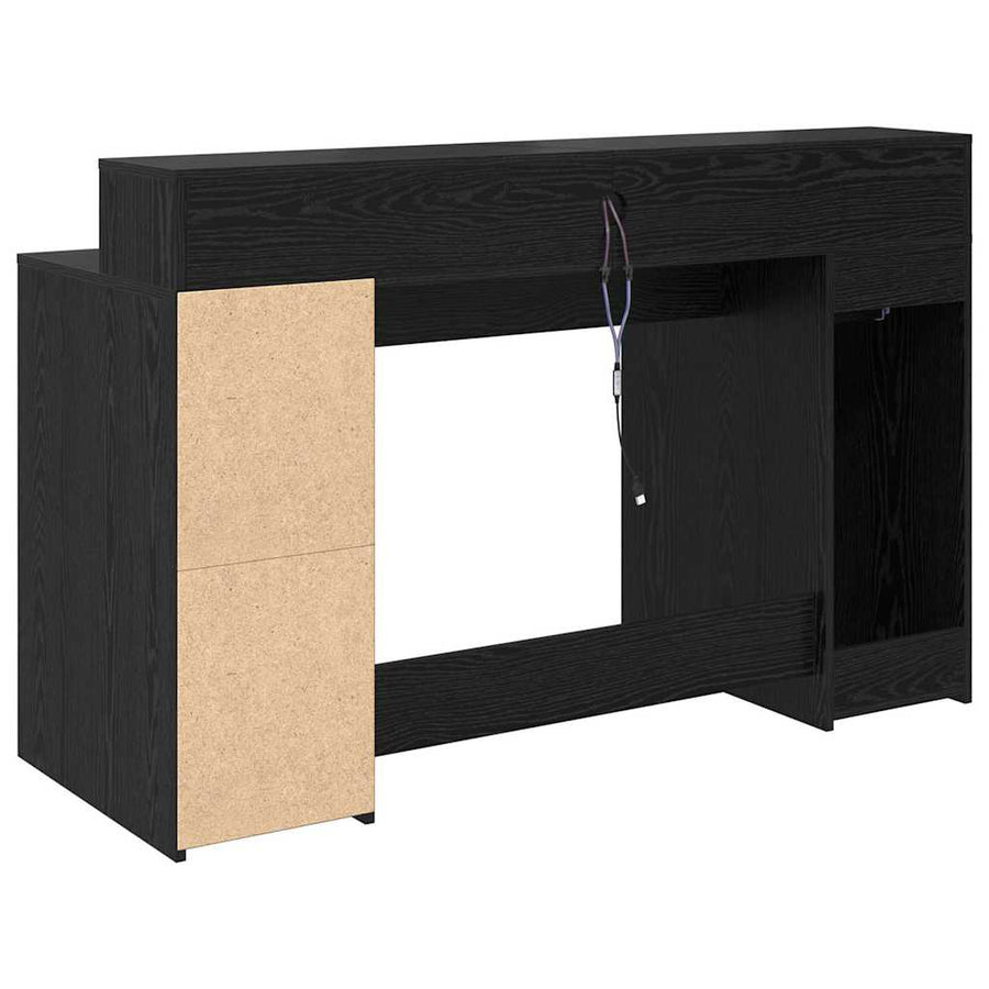 Bureau met lade Zwart eiken 140 x 55 x 91 cm Bewerkt hout