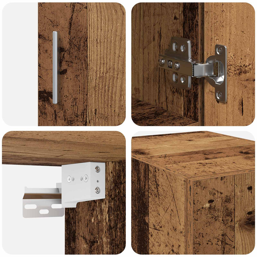 2-delige opbergkast met planken 2 pcs Oud hout Bewerkt hout