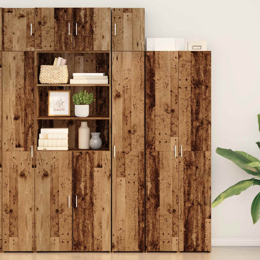 2-delige opbergkast met planken 2 pcs Oud hout Bewerkt hout