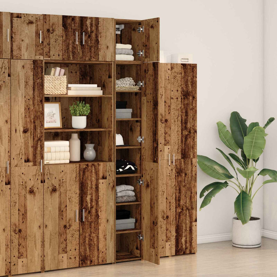 2-delige opbergkast met planken 2 pcs Oud hout Bewerkt hout