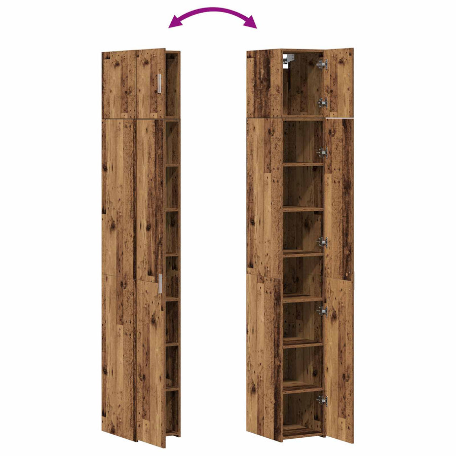 2-delige opbergkast met planken 2 pcs Oud hout Bewerkt hout
