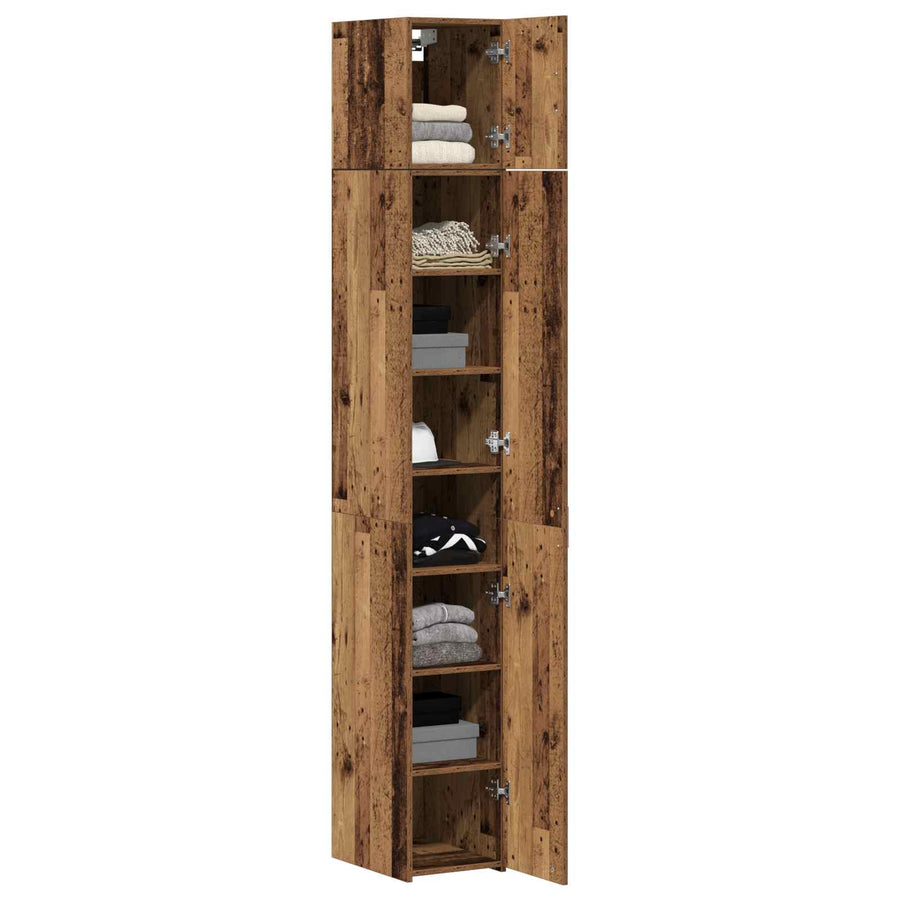 2-delige opbergkast met planken 2 pcs Oud hout Bewerkt hout