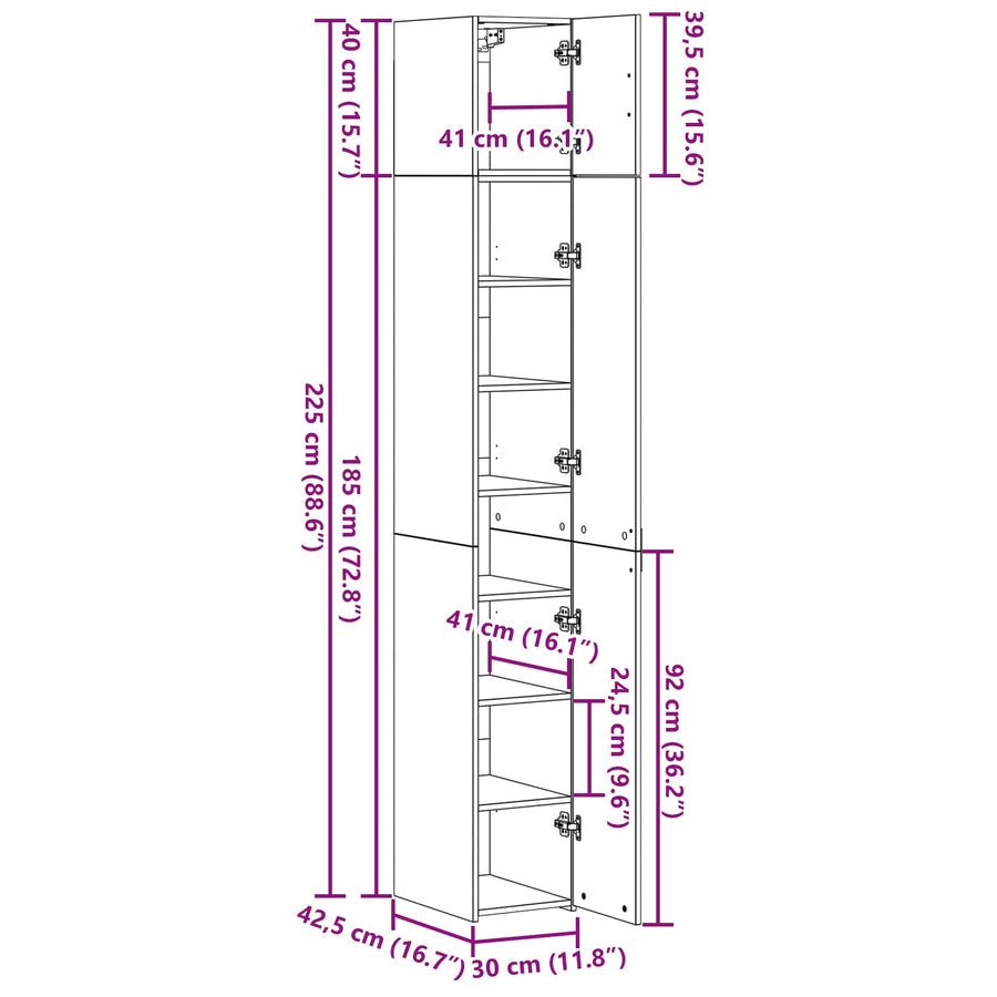2-delige opbergkast met planken 2 pcs Oud hout Bewerkt hout