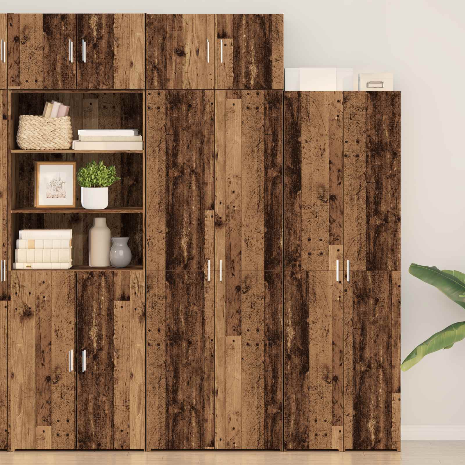 Opbergkast 2 pcs Oudhout 70 x 42,5 x 225 cm