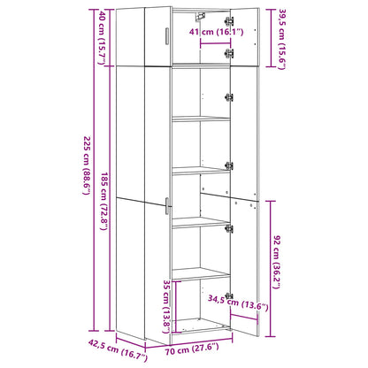 Opbergkast 2 pcs Oudhout 70 x 42,5 x 225 cm