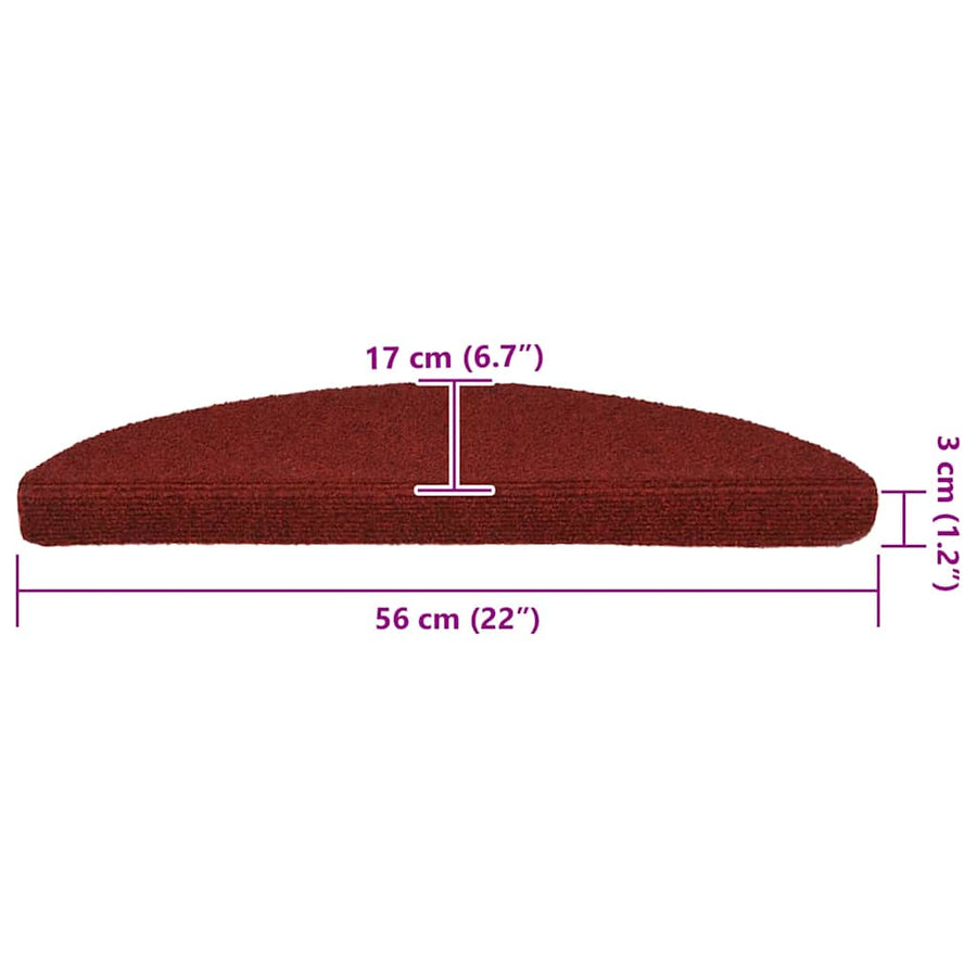 Trapmatten Zelfklevend 20 stuks 56x17x3 cm Bordeaux Rood Halfrond