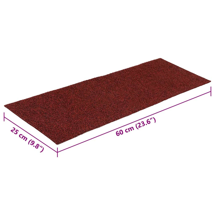 Trapmatten Zelfklevend 30 stuks 60x25 cm Bordeaux Rood Rechthoekig