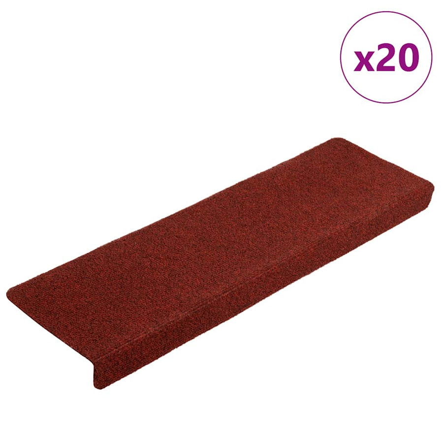 Trapmatten Zelfklevend 20 stuks 65x21x4 cm Bordeaux Rood Rechthoekige Rand
