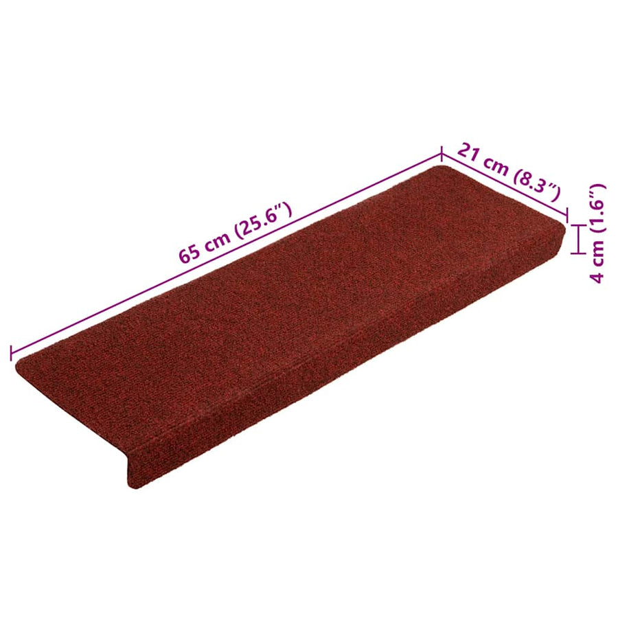 Trapmatten Zelfklevend 20 stuks 65x21x4 cm Bordeaux Rood Rechthoekige Rand