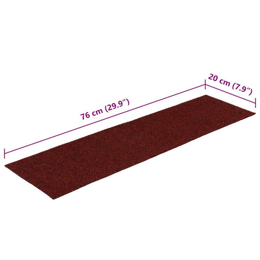 Trapmatten zelfklevend 30 st 76x20 cm rechthoekig rood