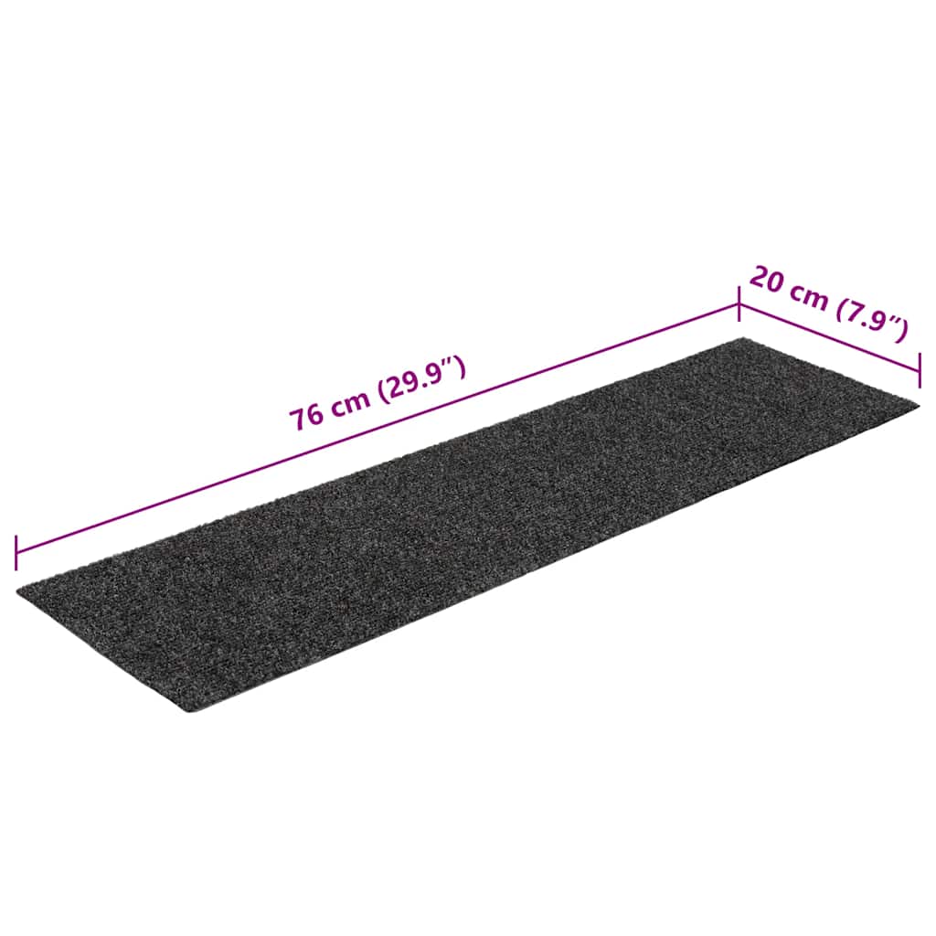 Trapmatten zelfklevend 30 st 76x20 cm rechthoekig antraciet