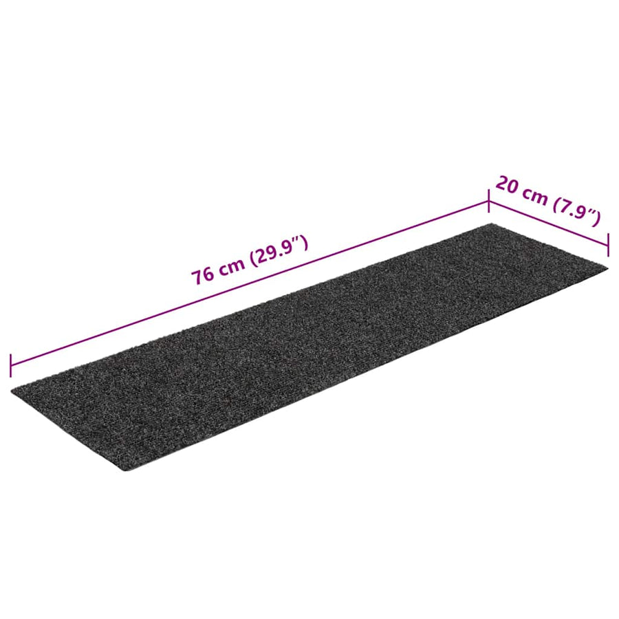 Trapmatten zelfklevend 30 st 76x20 cm rechthoekig antraciet