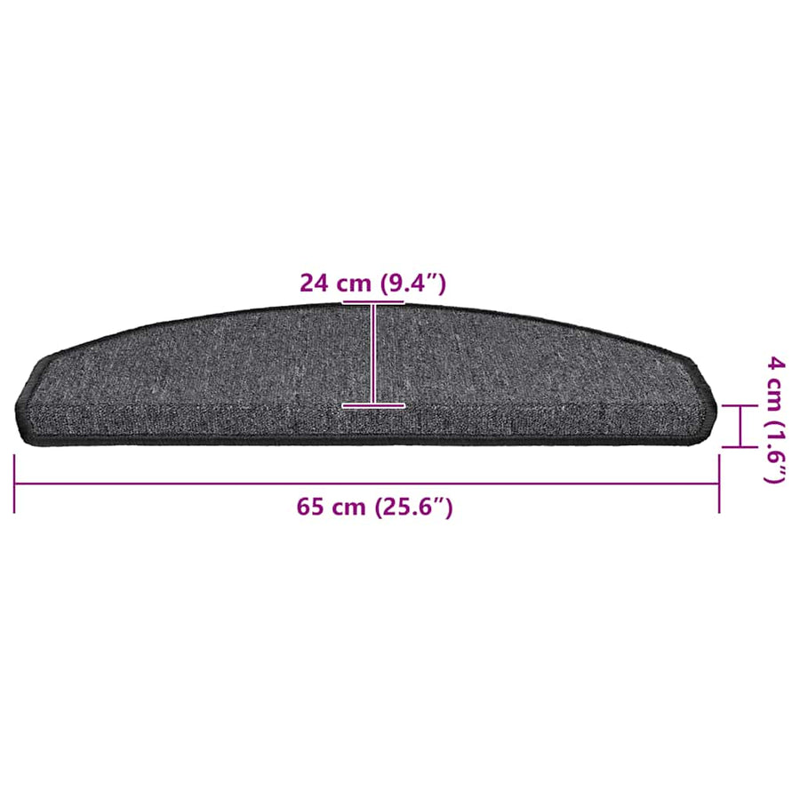 Trapmatten 30 stuks 65x24x4 cm Antraciet Halfrond Groot