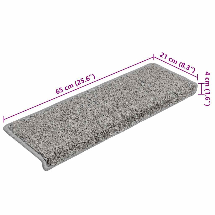 Trapmatten 20 stuks 65x21x4 cm Grijs Rechthoekige Rand